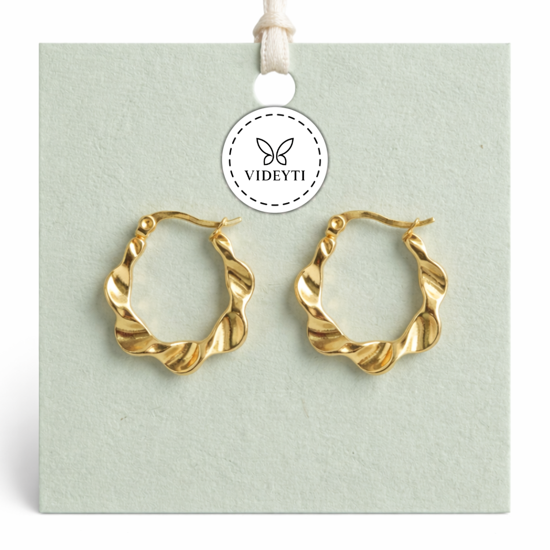 Twisted Wave Hoop Gold-Tone Earrings