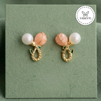 Elowen Gold-Tone Pearl Leaf Stud Earrings