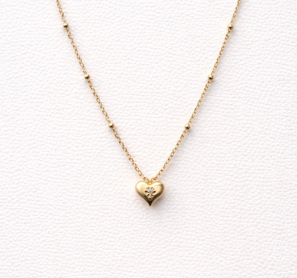 Mini Gold Heart Pendant Necklace