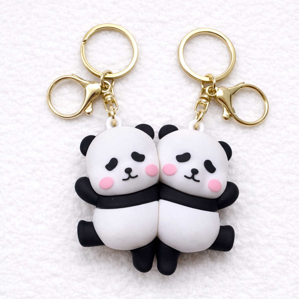 Magnetic Panda Couple Keychain Set