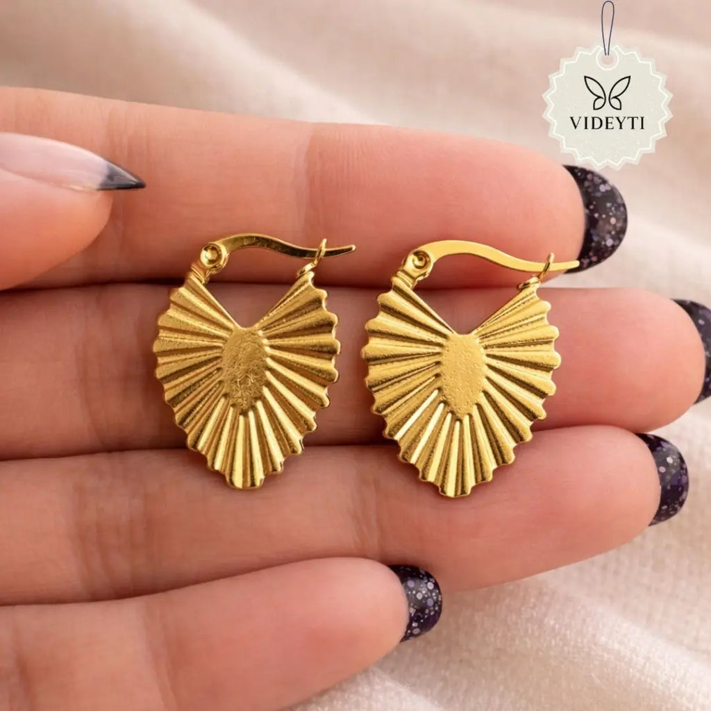 Gold-tone textured heart drop earrings