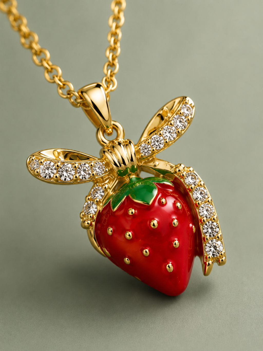 Strawberry Crystal Pendant Necklace