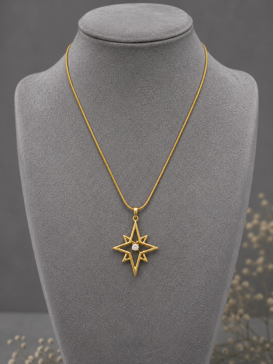 Celestial Star Crystal Gold-Tone Pendant Necklace