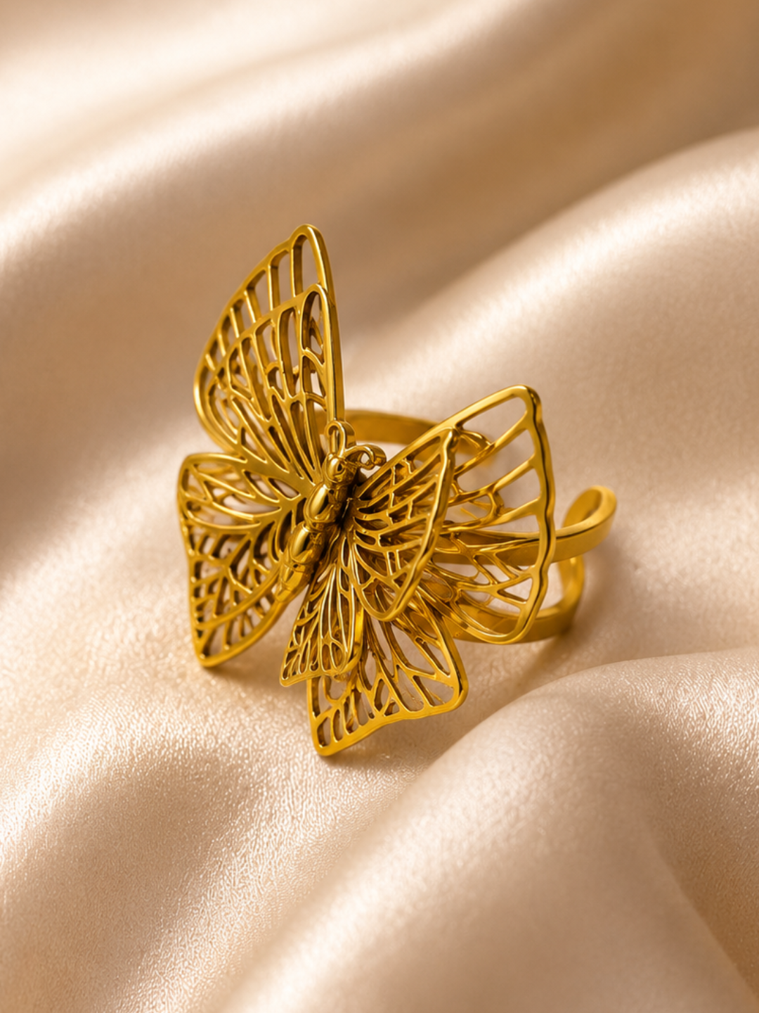 Golden Butterfly Statement Ring