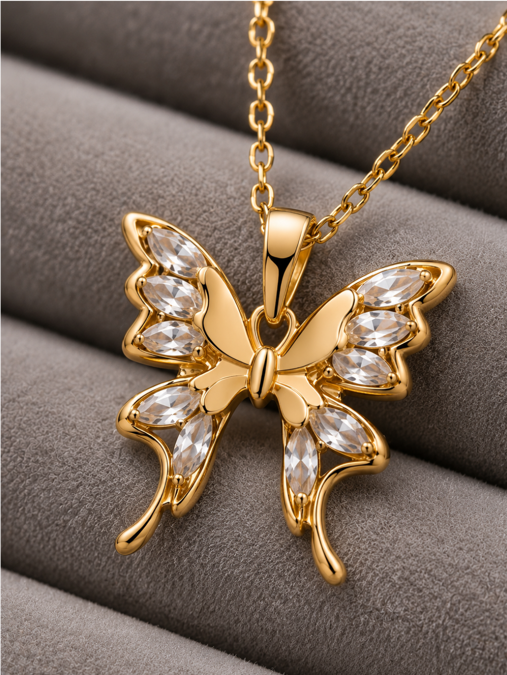 Butterfly Crystal Pendant Necklace