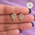 Gold-tone crystal leaf stud earrings