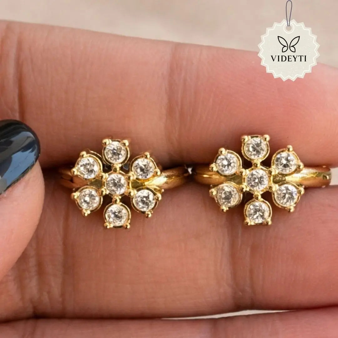 Gold-tone crystal cluster stud earrings