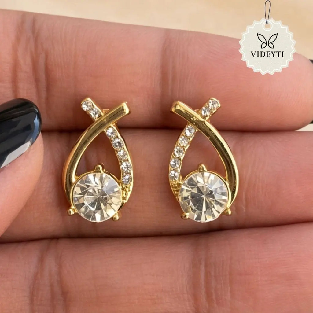 Gold-tone crystal teardrop stud earrings