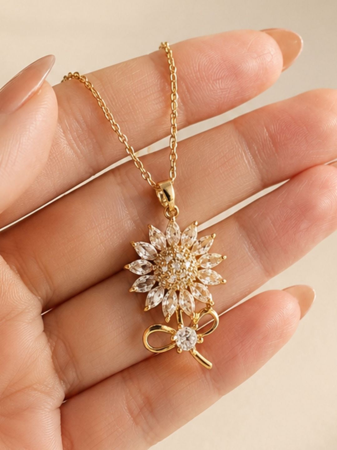Bloom Crystal Flower Pendant Necklace