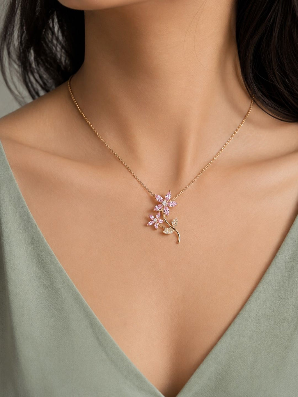 Blush Bloom Floral Pendant Necklace