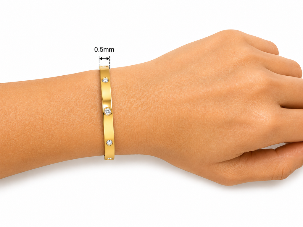 Elegant Gold-Tone Crystal Bangle Bracelet for Women