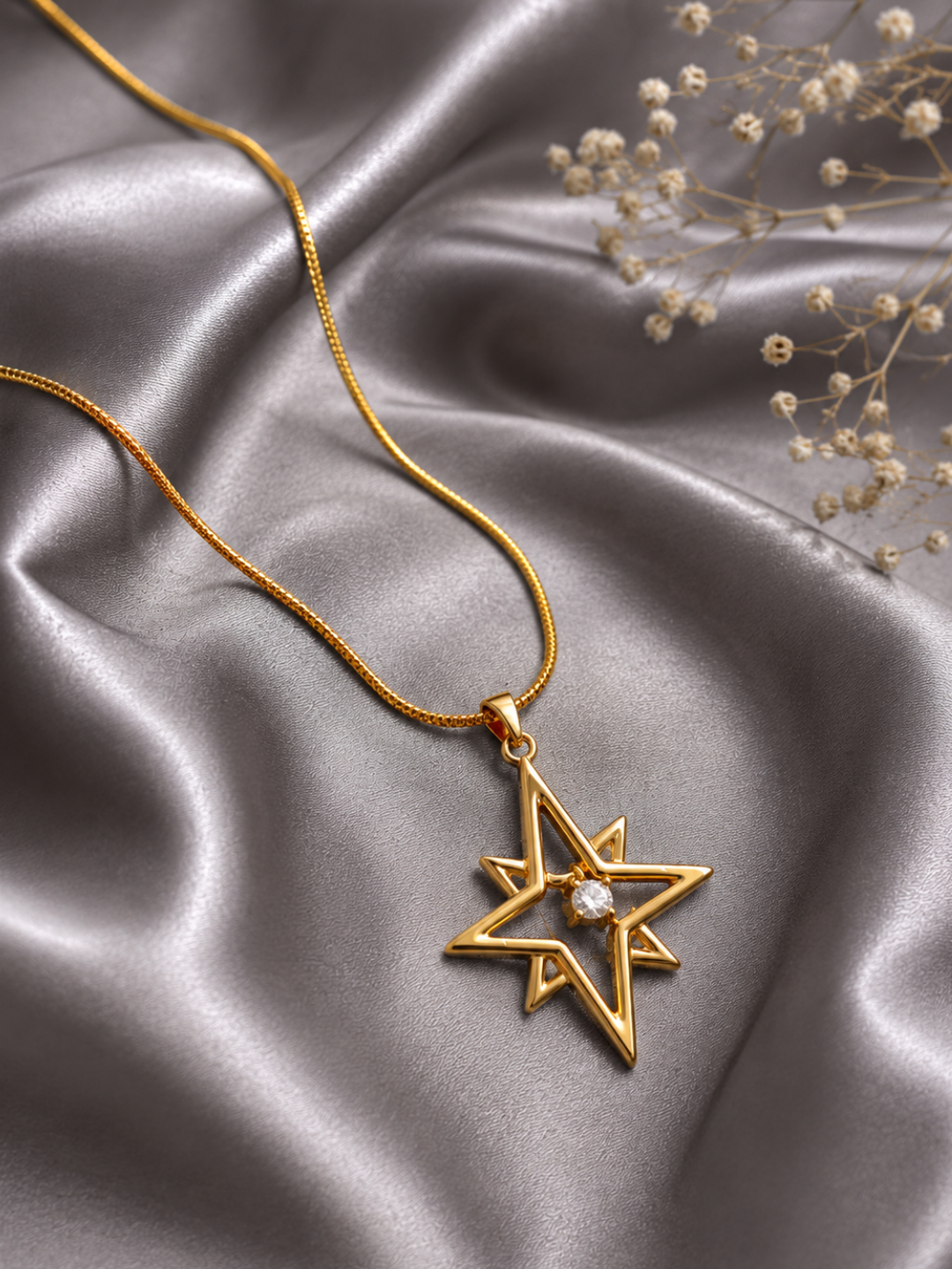 Celestial Star Crystal Gold-Tone Pendant Necklace