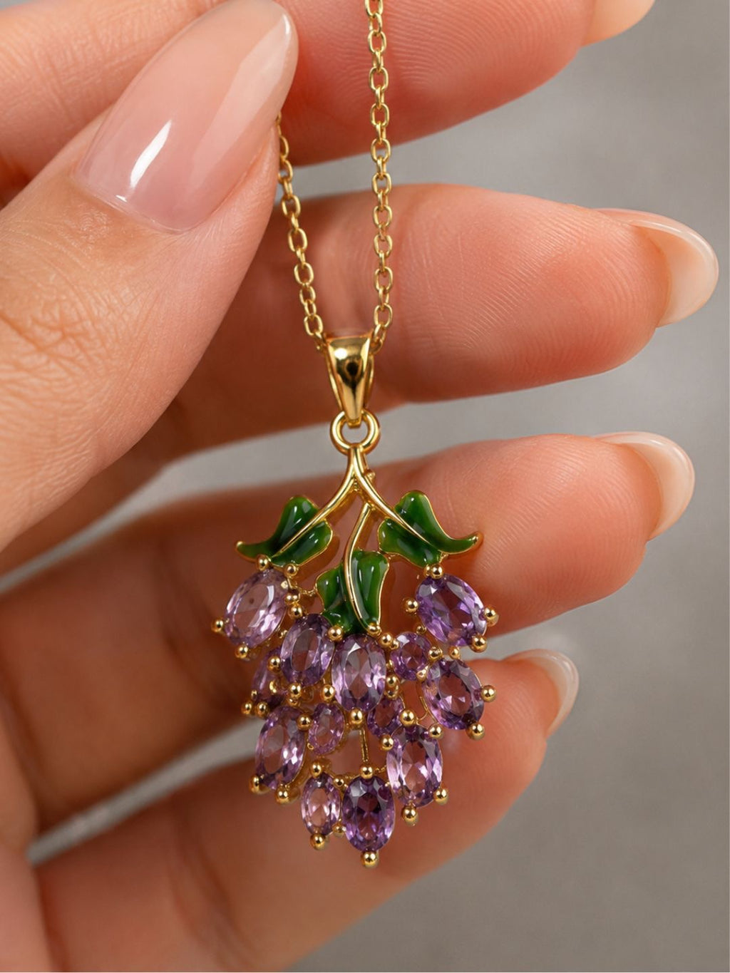 Amethyst Grape Vine Pendant Necklace