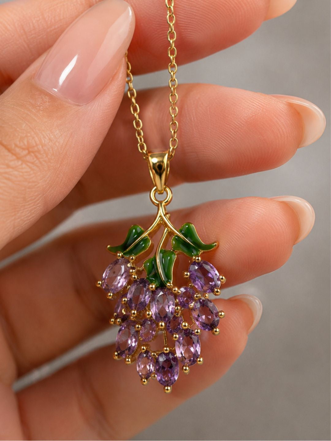 Amethyst Grape Vine Pendant Necklace