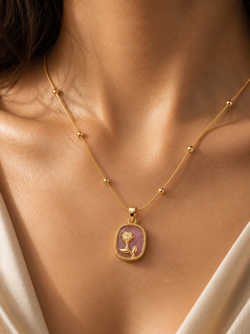 Blush Rose Medallion Pendant Necklace