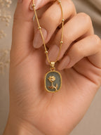 Vintage Rose Medallion Pendant Necklace