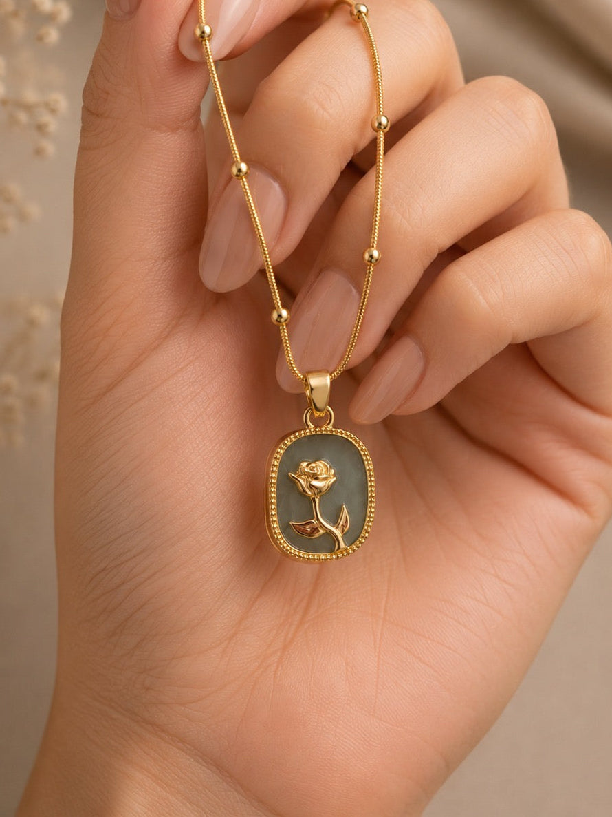 Vintage Rose Medallion Pendant Necklace