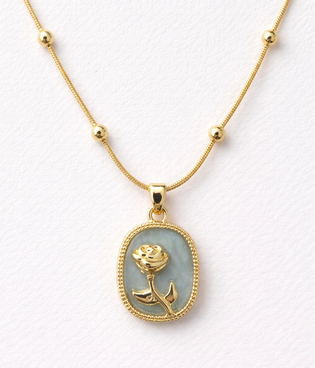 Vintage Rose Medallion Pendant Necklace