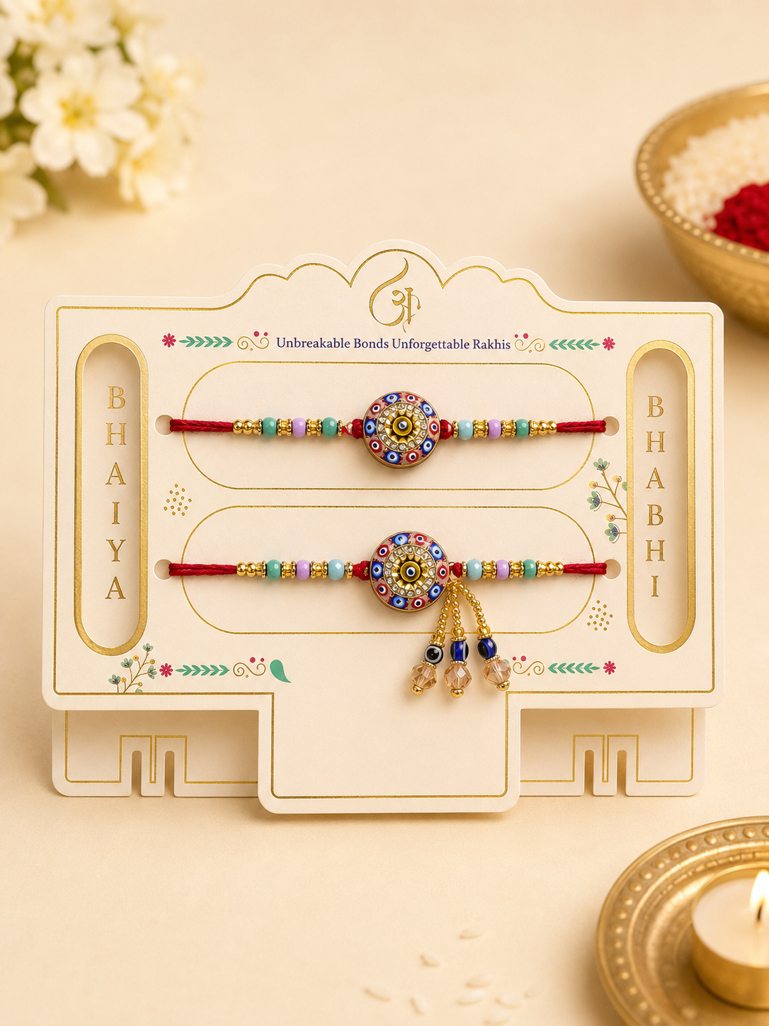 Royal Meenakari Bhaiya Bhabhi Rakhi Combo