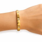 Elegant Gold-Tone Crystal Bangle Bracelet for Women