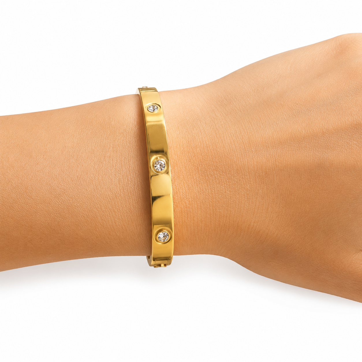 Elegant Gold-Tone Crystal Bangle Bracelet for Women
