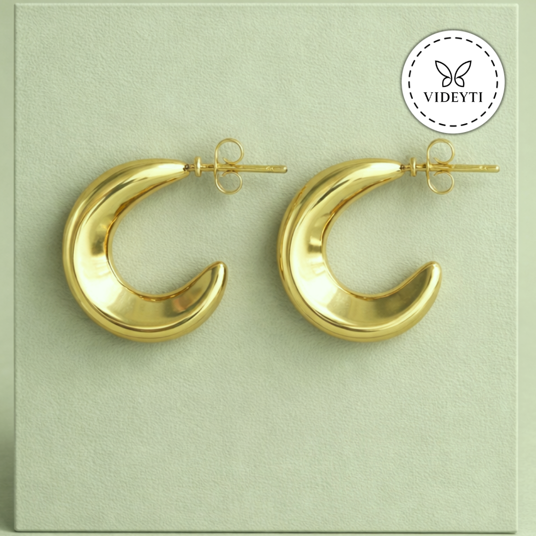 Polished Crescent Stud Earrings