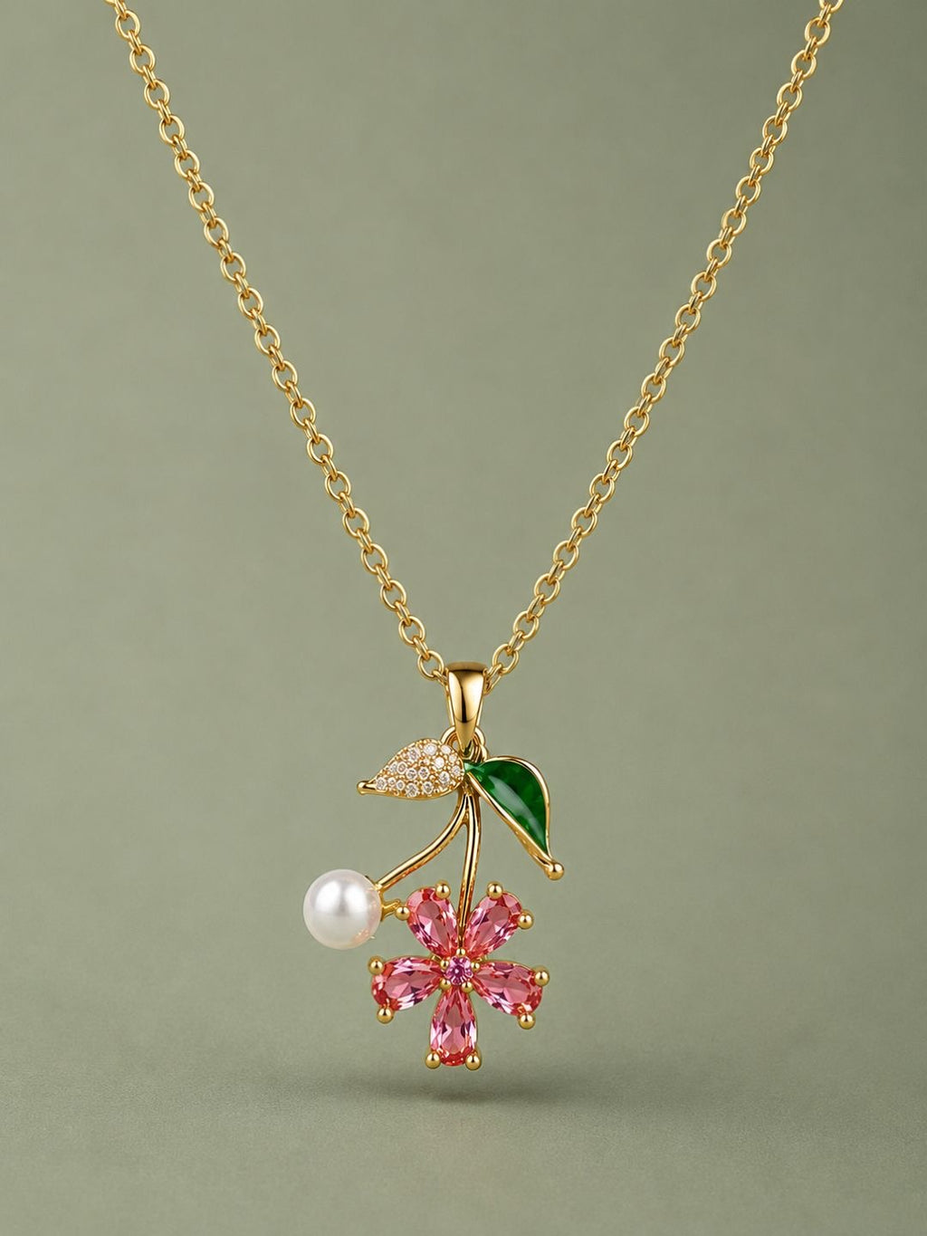 Cherry Blossom Pearl Pendant Necklace