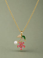 Cherry Blossom Pearl Pendant Necklace