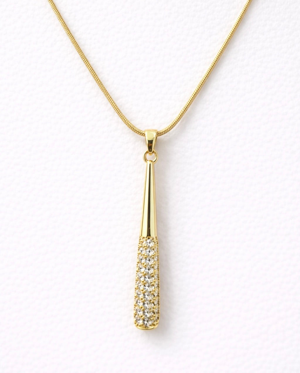 Gold Crystal Bar Drop Pendant Necklace
