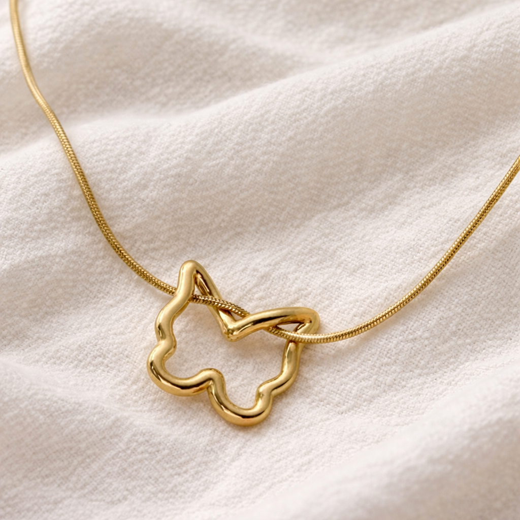 Minimalist Butterfly Outline Necklace