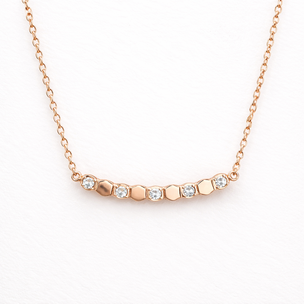 Rose Gold Crystal Bar Necklace