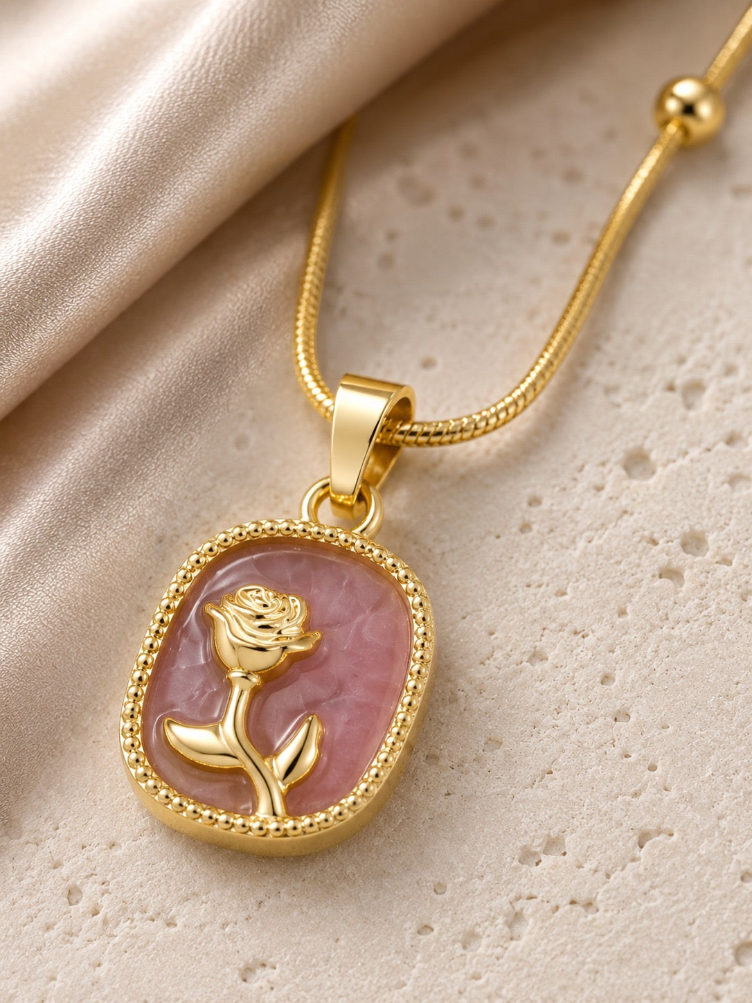 Blush Rose Medallion Pendant Necklace