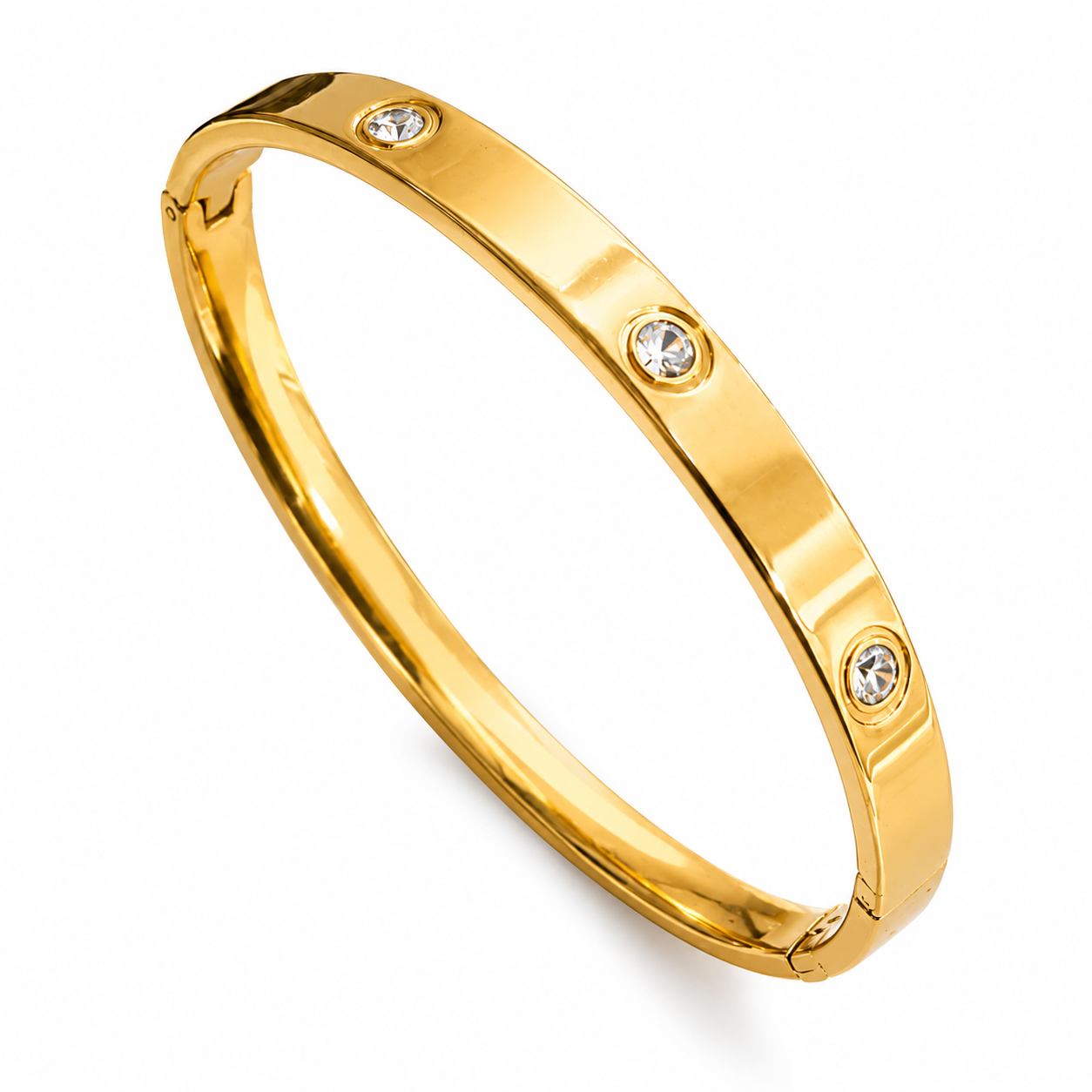 Elegant Gold-Tone Crystal Bangle Bracelet for Women