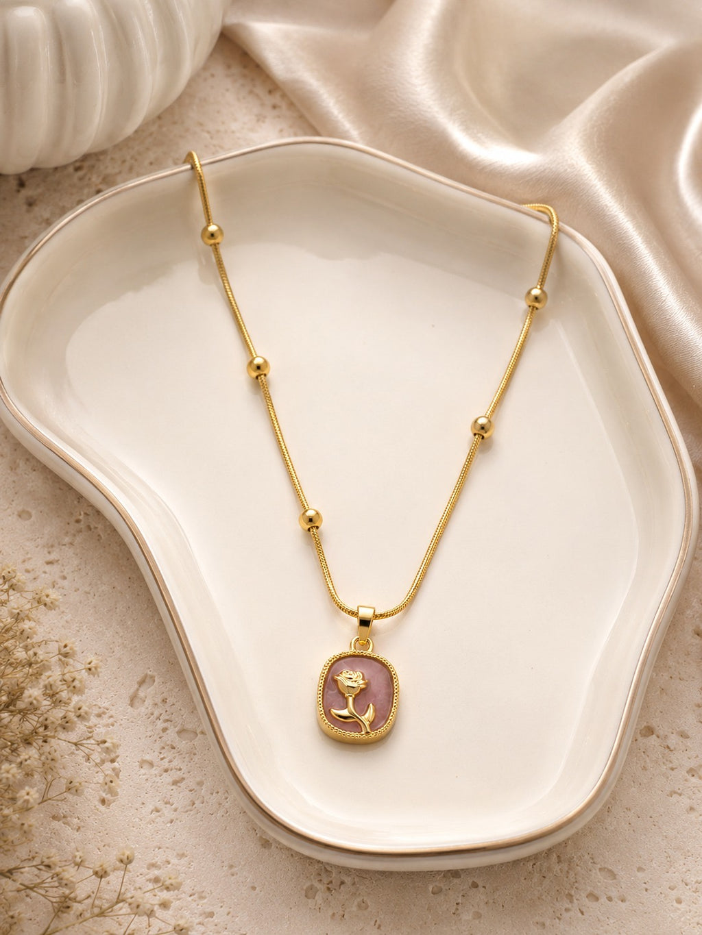 Blush Rose Medallion Pendant Necklace