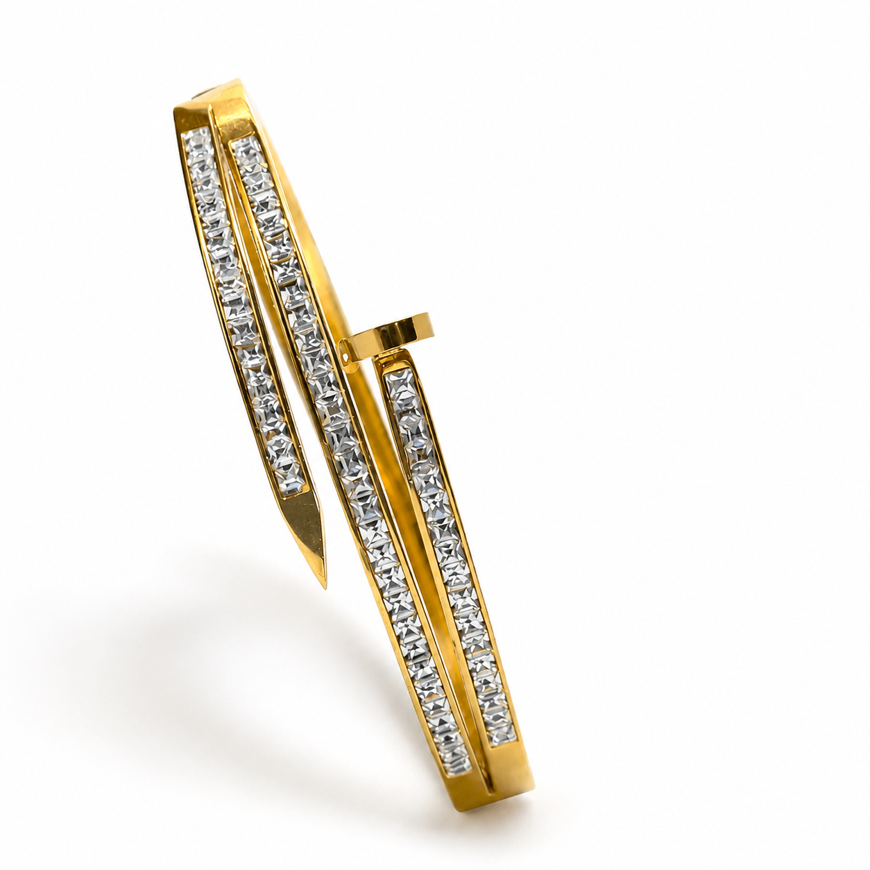 Golden Dual Crystal Line Bangle
