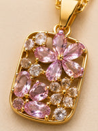 Pink Blossom Crystal Pendant Necklace