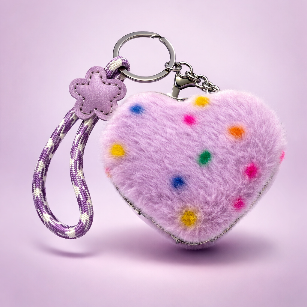 Cute Furry Heart Compact Mirror