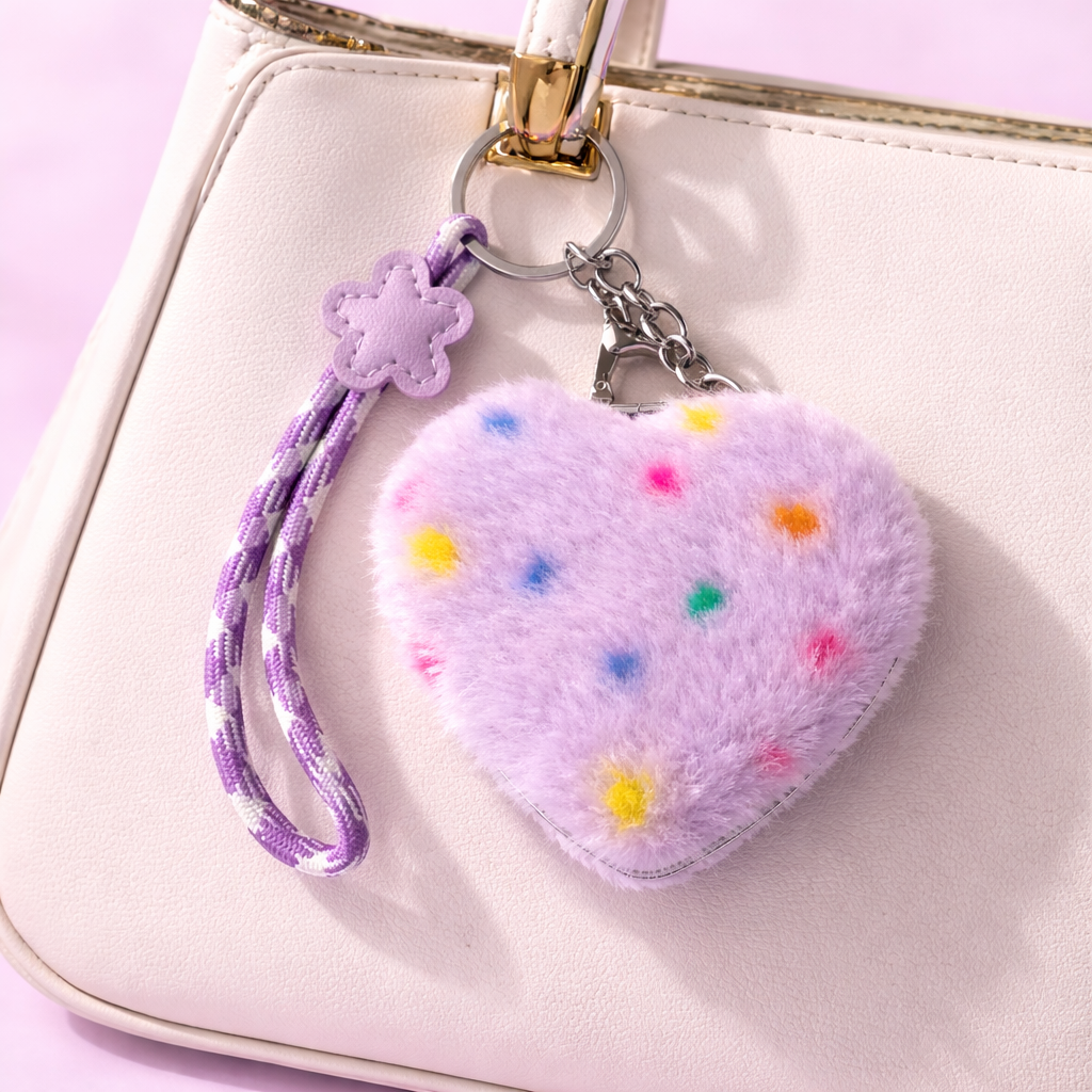 Cute Furry Heart Compact Mirror