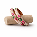 Enamel Floral Bangle Set – Gold Accent Elegant Bracelets