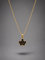 Black Enamel Maple Leaf Pendant Necklace