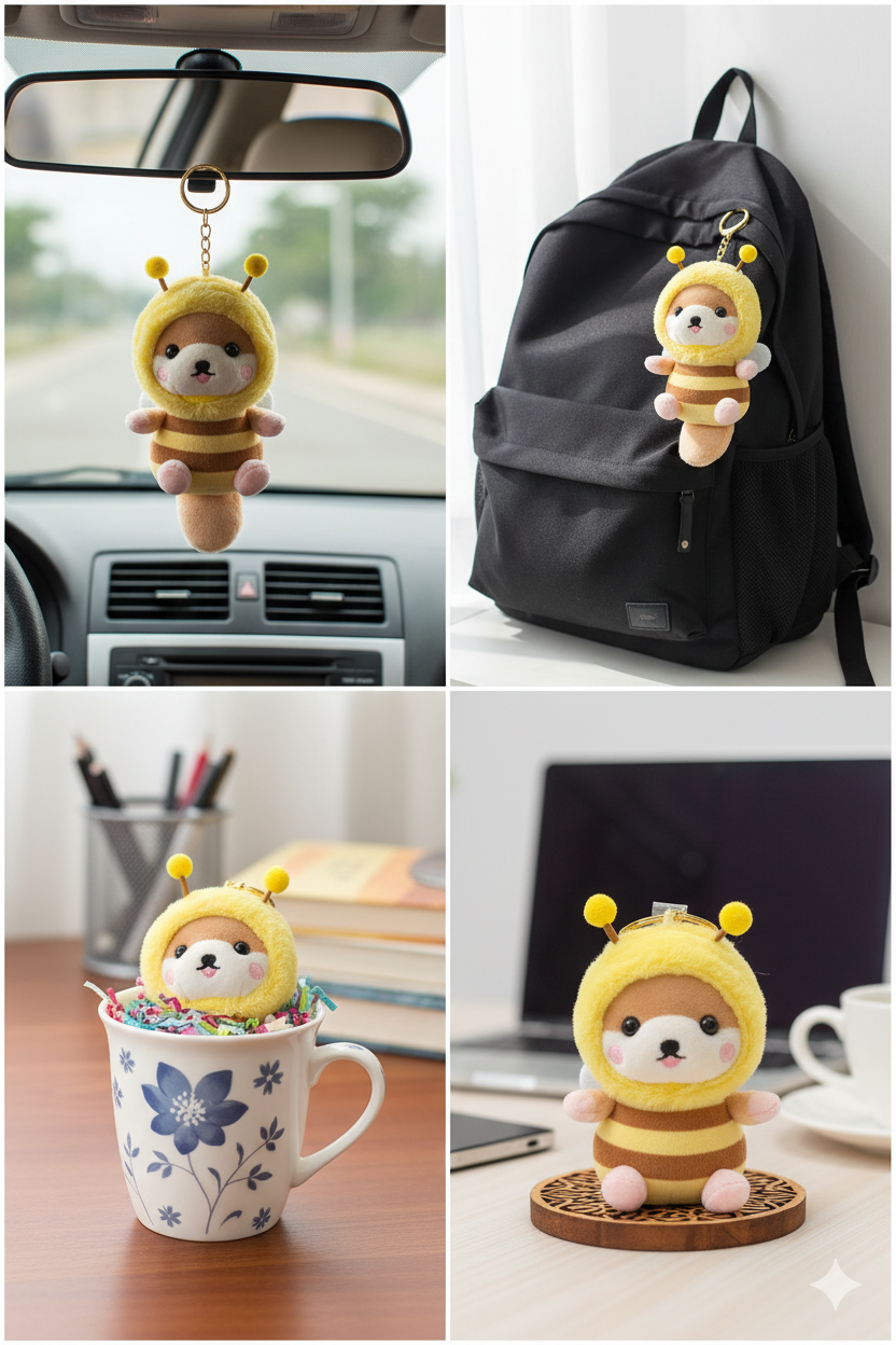 Kawaii Shiba Plush Keychain with Animal Costume