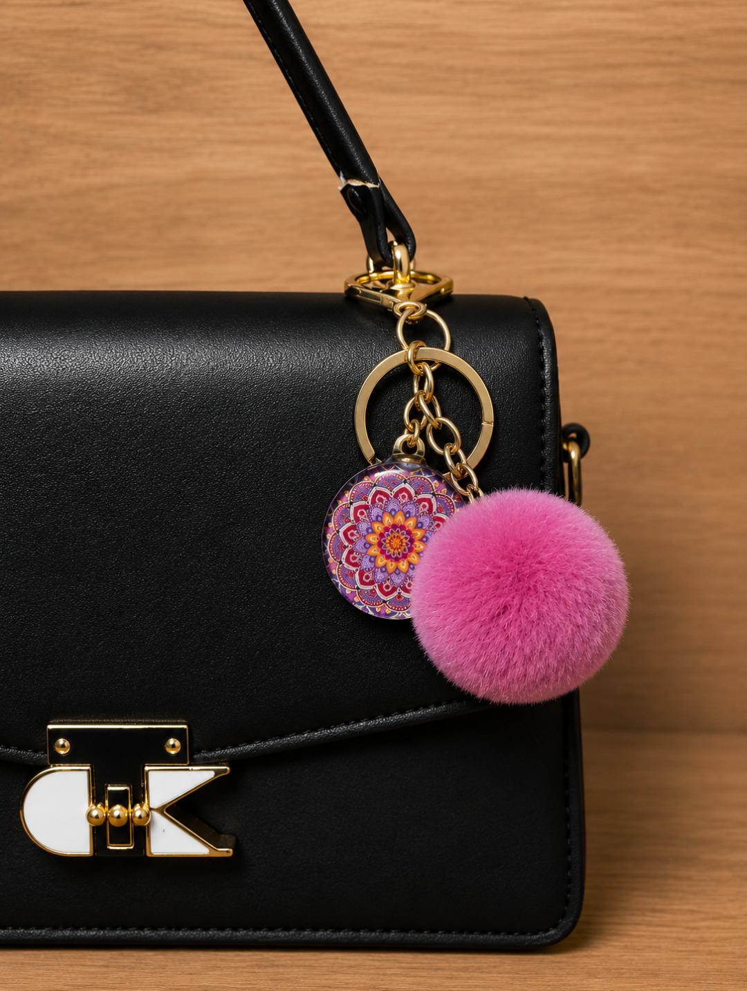 Mandala Pom-Pom Charm Keychain