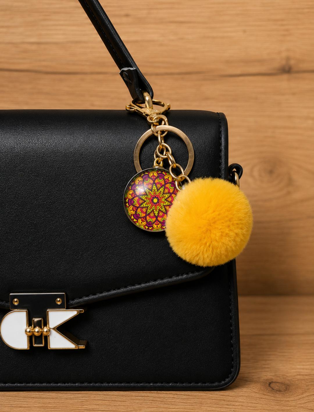 Mandala Pom-Pom Charm Keychain