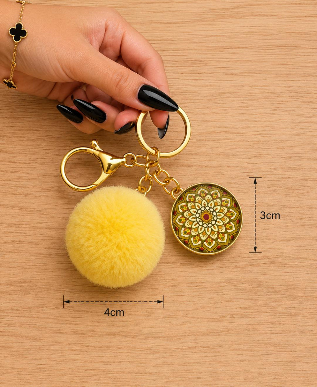 Mandala Pom-Pom Charm Keychain
