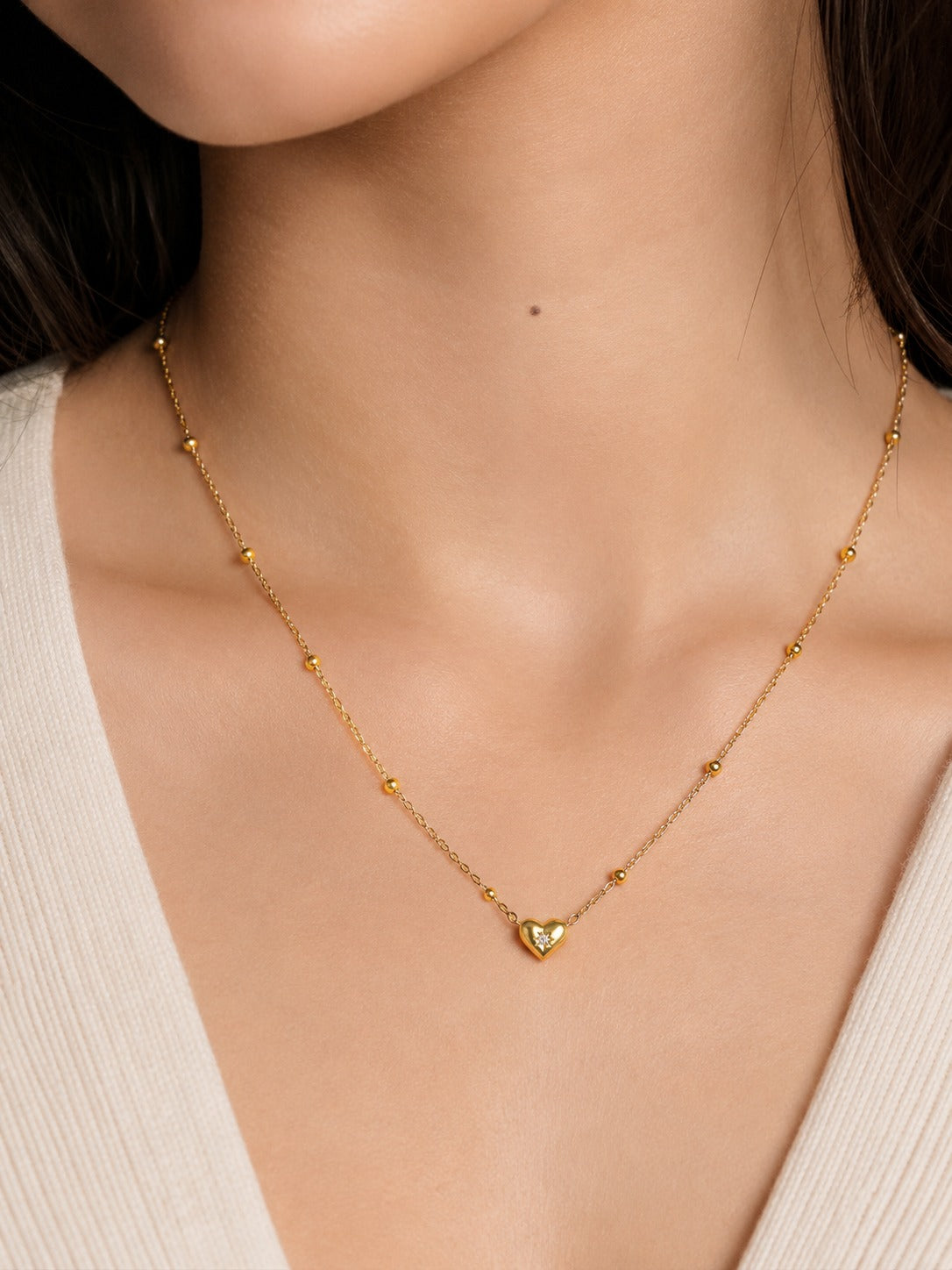 Mini Gold Heart Pendant Necklace