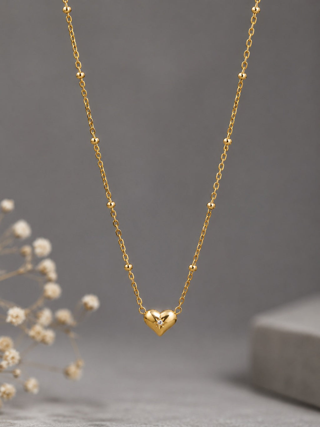 Mini Gold Heart Pendant Necklace