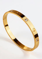 Luxury Golden Screw Bangle Bracelet with Crystal Accents