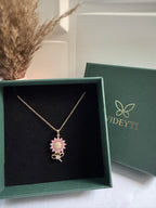 Pink Sunflower Pendant Necklace