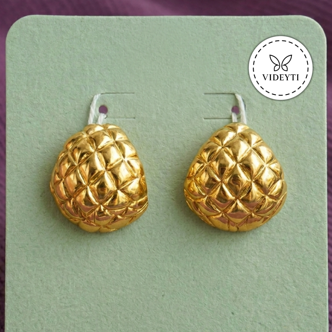 Quilted Dome Gold-Tone Stud Earrings