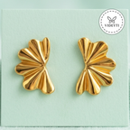Sculpted Fan Gold-Tone Stud Earrings